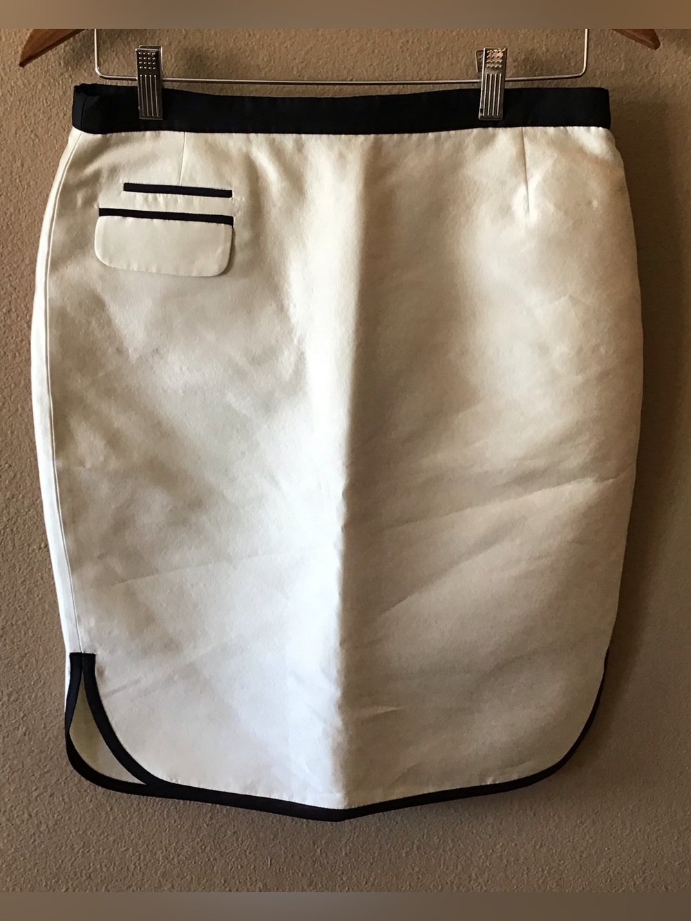 NWT J. Crew Ivory & Black Silk Wool Pencil Skirt Size 6
